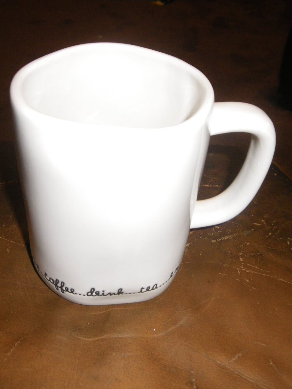 Rae Dunn Large Ceramic Coffee Mug “...enjoy…coffee…drink…tea...”
